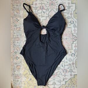 New Andie Swim Santorini One Piece Swimsuit XL Black Classic Minimalist Chic